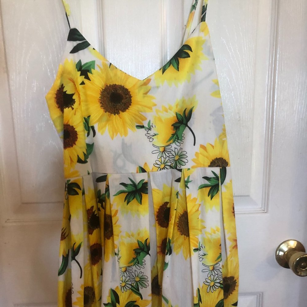 Sunflower inspired spaghetti strap dress/tunic XL